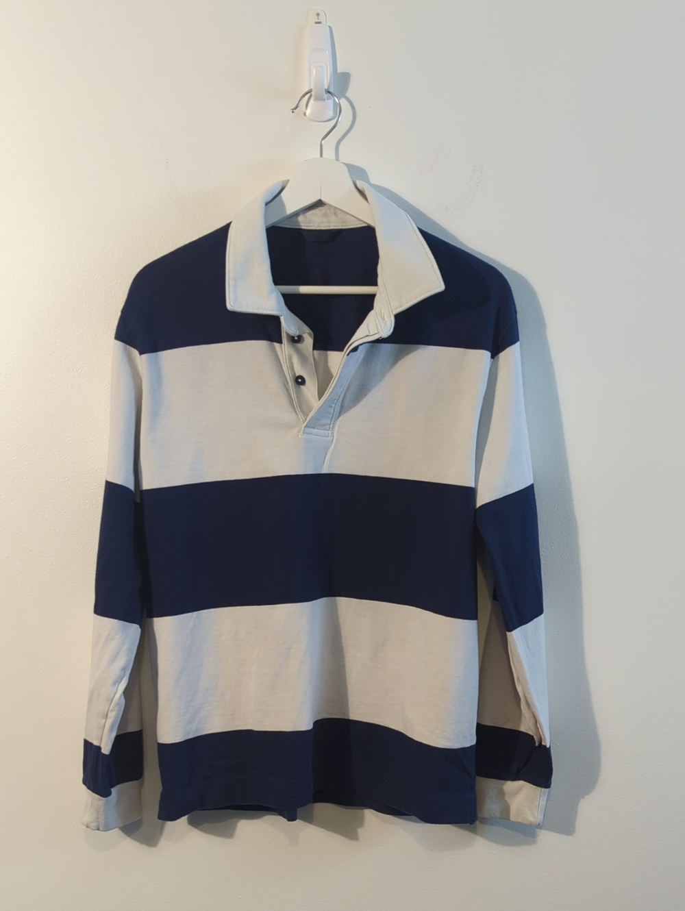 LULULEMON rugby shirt - blue & ivory